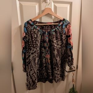 *Johnny Was Trista Embroidered Floral Blouse